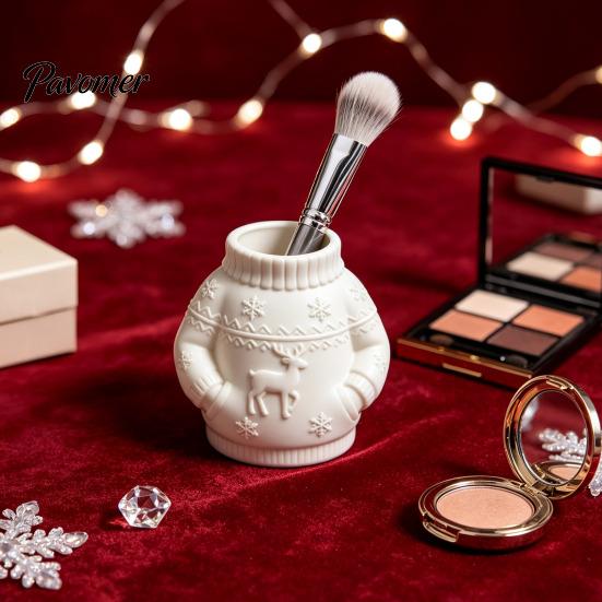Durable Desk Pen Holder 3D Printed Sweater Holder, Creative Organizer with Elk Snowflake Relief for Home Desktop Paintbrushes Office School Supplies,