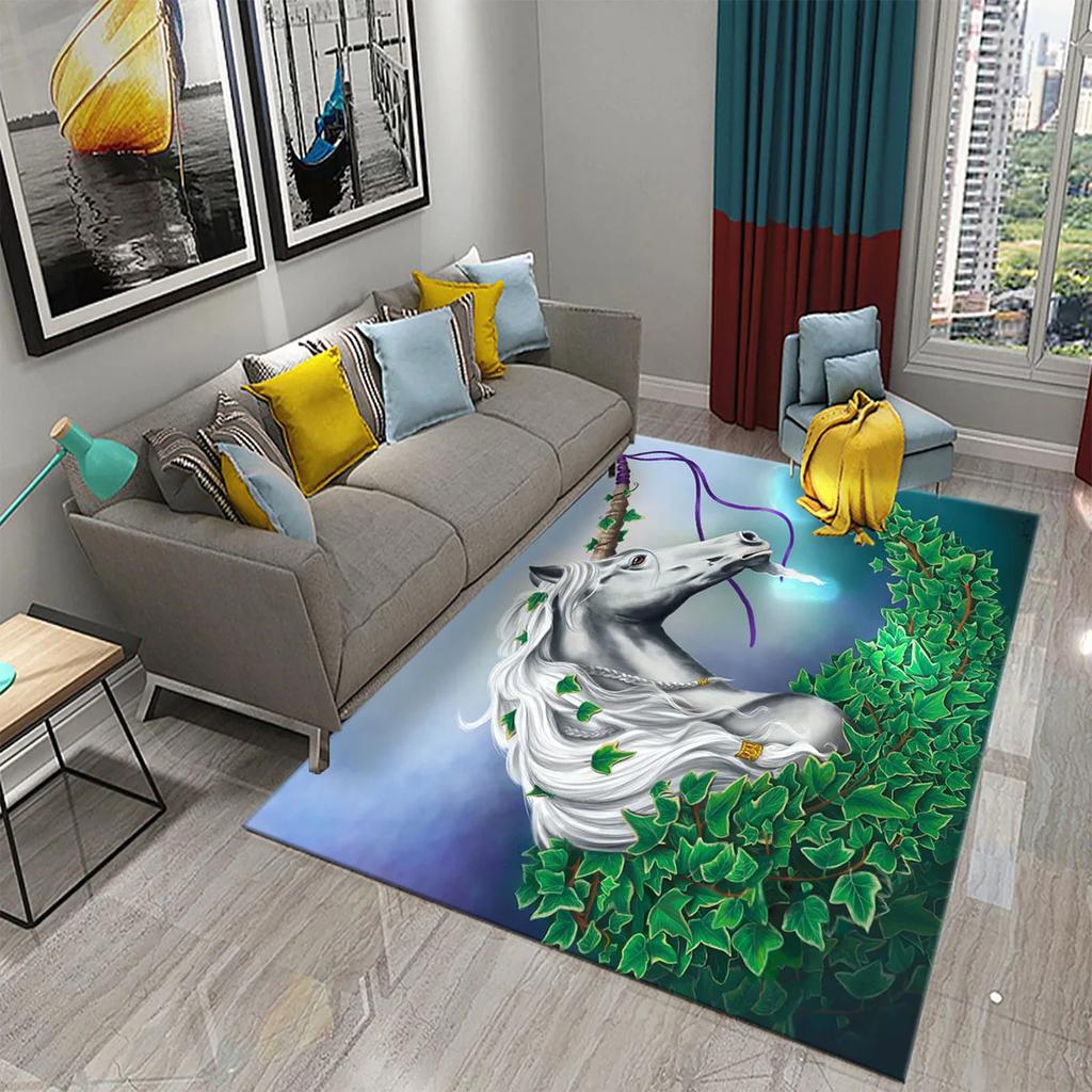 Cartoon Rainbow Cute Unicorn Area Rug Carpet Rug Living Room Children's Room Decor Kids Play Crawl Soft Non-slip Floor Mat Gift