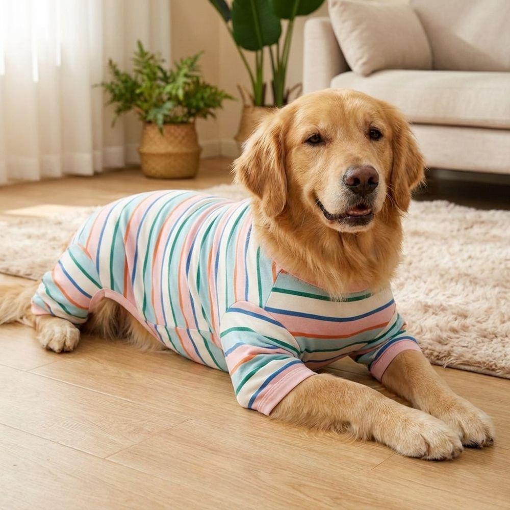 Elastic Colorful Striped Dog Jumpsuits Breathable Puppy Rompers Fashion Cat Pajamas Cats Dogs