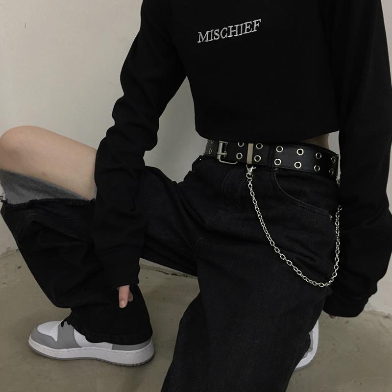 Women Gothic Punk Waist Belt Alloy Chain Design Silver Pin Buckle White Black Blue Waistband Jeans Skirt Waist Belt Girls Gift