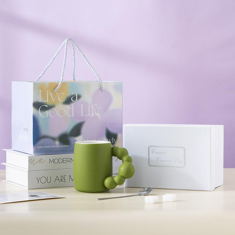 Gutes Leben Farbglasur Kreativer Becher Hochwertige Keramik Kaffeetasse Geschenkbox Souvenirgeschenk Feiertagsgeschenk Tasse