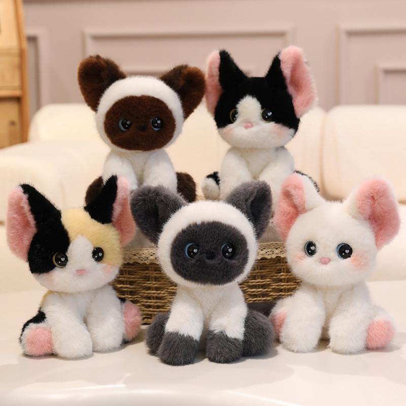 Soft And Cute Stuffed Cat Plush Soft Short Fur Desk Decoration For Home Office