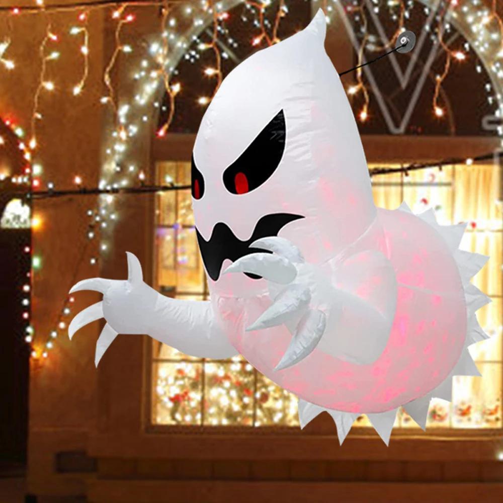 EU/US/USB Halloween Inflatable Ghost Horror Window Ghost Foldable Balloon Outdoor Courtyard Garden Decoration Fun Party Tool