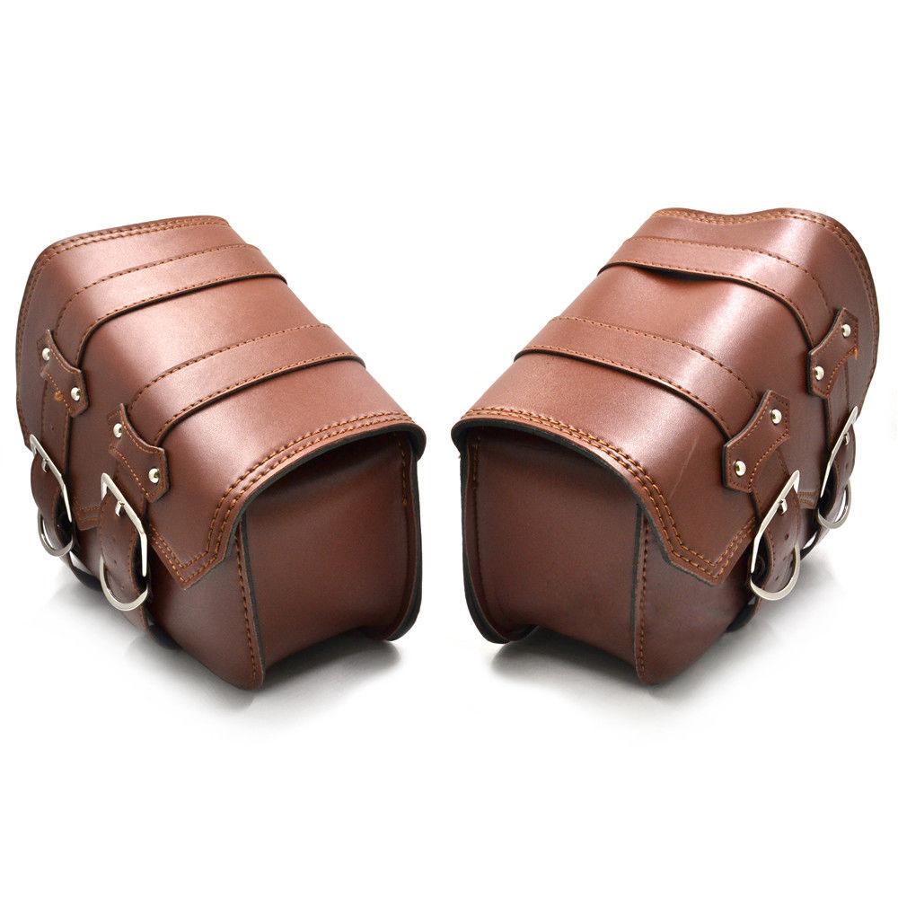 

2 шт. мотоциклетные кожаные боковые седельные сумки для Harley Sportster XL883/1200 коричневые