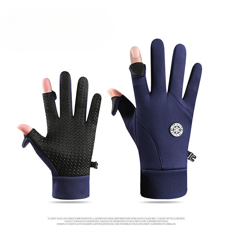 

Новые теплые уличные перчатки для мужчин для велоспорта, занятий спортом, осени и зимы, с сенсорным экраном, плюс бархат, круглый логотип, водонепроницаемые и нескользящие перчатки One Size