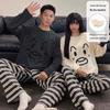 "Women's & Men's Cartoon Pajama Set with Chest Pads – Korean Style Long-Sleeve Home Wear for Autumn & Winter"