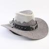 Western Cowboy Hat Men and Women Summer Breathable Sunscreen Visor Hat Big Brim Outdoor Travel Straw Top Hat