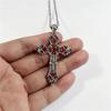 Simple Fashion Creative Trend Gothic Large Baroque Christian Cross Pendant Necklace Micro Inlaid Red Crystal PrayerAmuletZircon