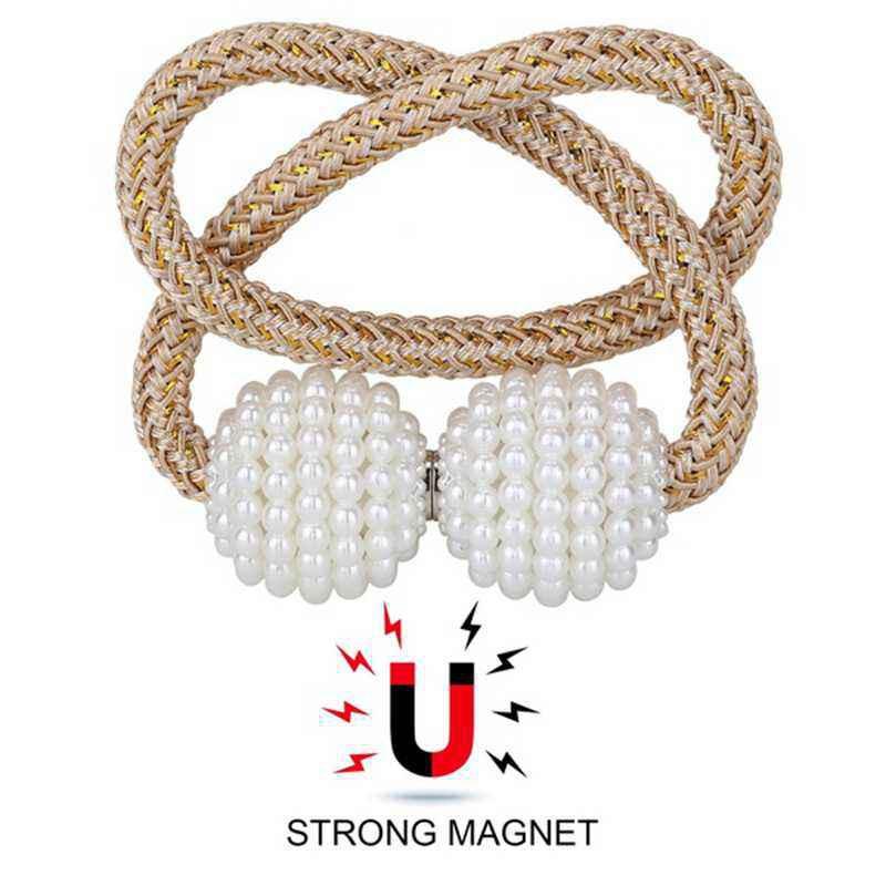 2026 Magnetic Curtain Tiebacks Braided Ball Buckle Punch Free Drapery Holdback Clips Tali Tirai Magnetik