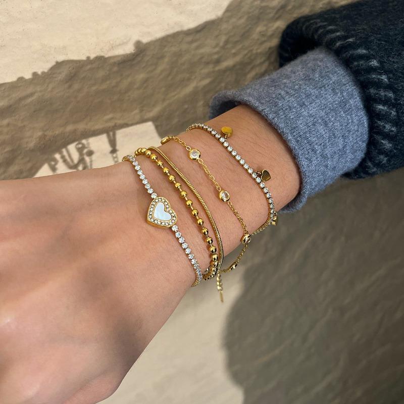 Stainless Steel Zirconia Bracelet - Elegant and Luxurious Women's High-end Jewelry, Titanium Steel Hand Accessory