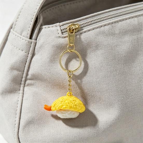 1/6Pcs 3D Printed Sushi Clicker Keychain, Stress Relief Push Button Fidget Toy, Finger Clicker Keyring Pendant Backpack Handbag Charm