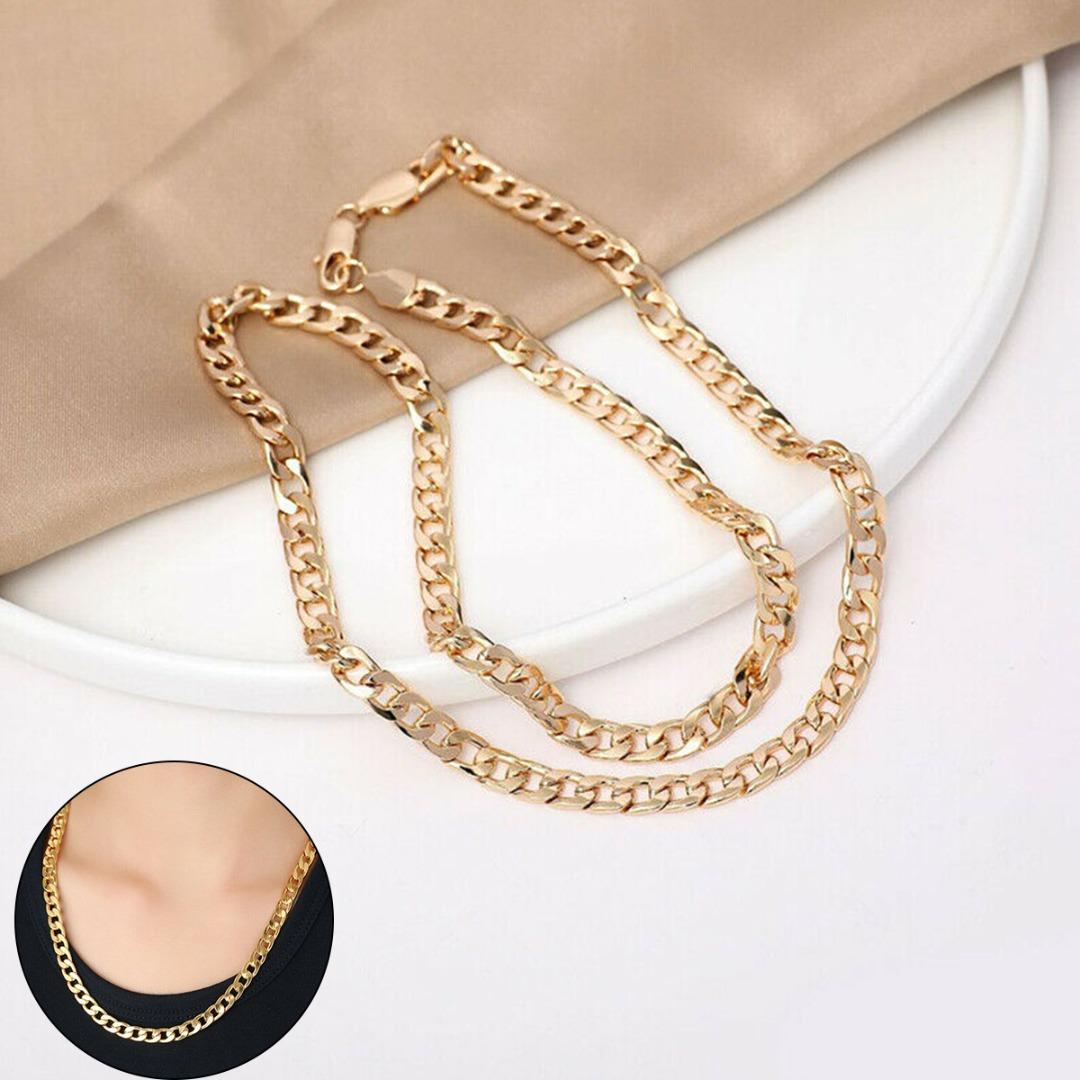 

PDTO 18-30 дюймов мужская женская золотая 6 мм кубинская цепочка с бордюрным звеном ожерелье ювелирный подарок