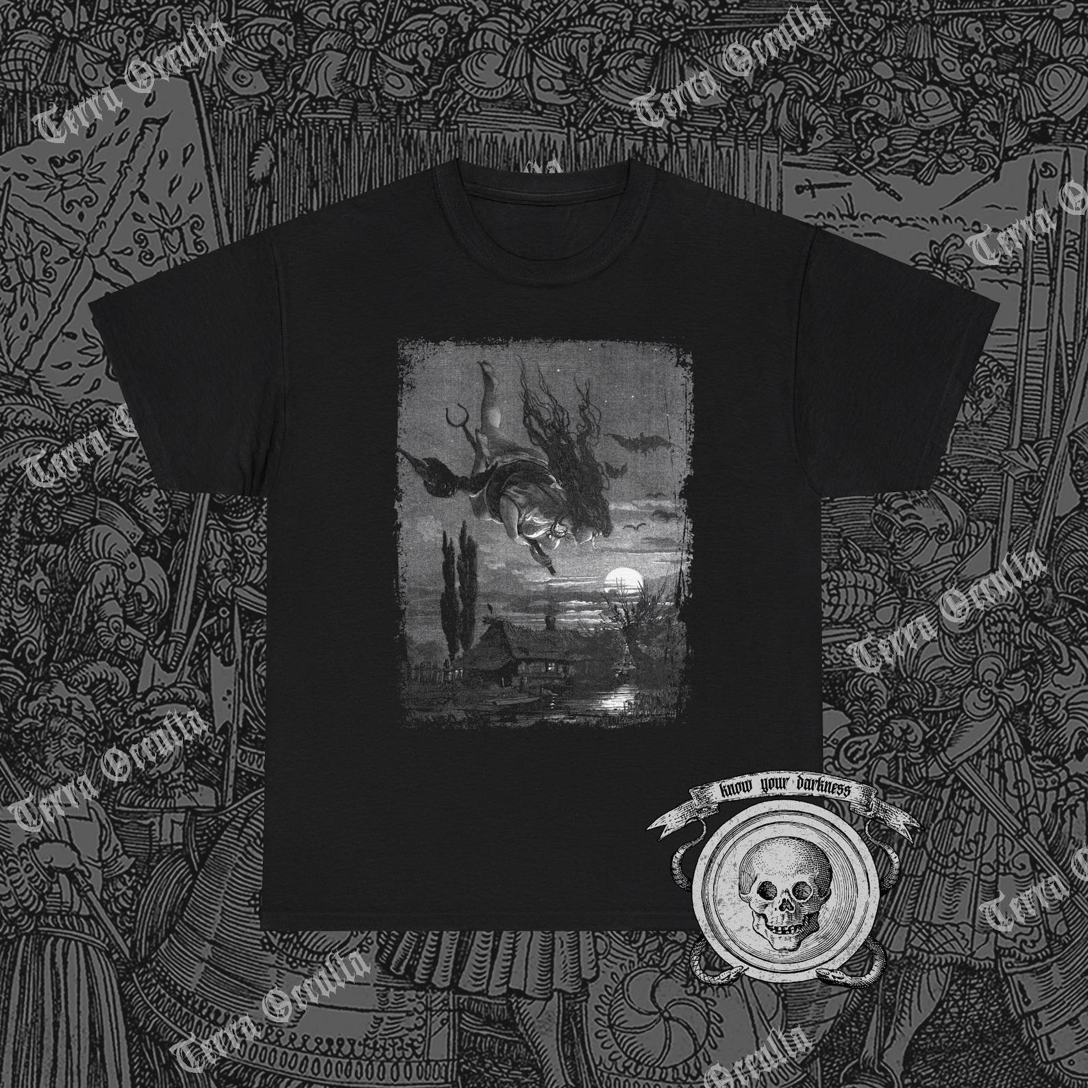 Witch Flying on Broom Shirt, Witches Sabbath, Hexennacht 4XL