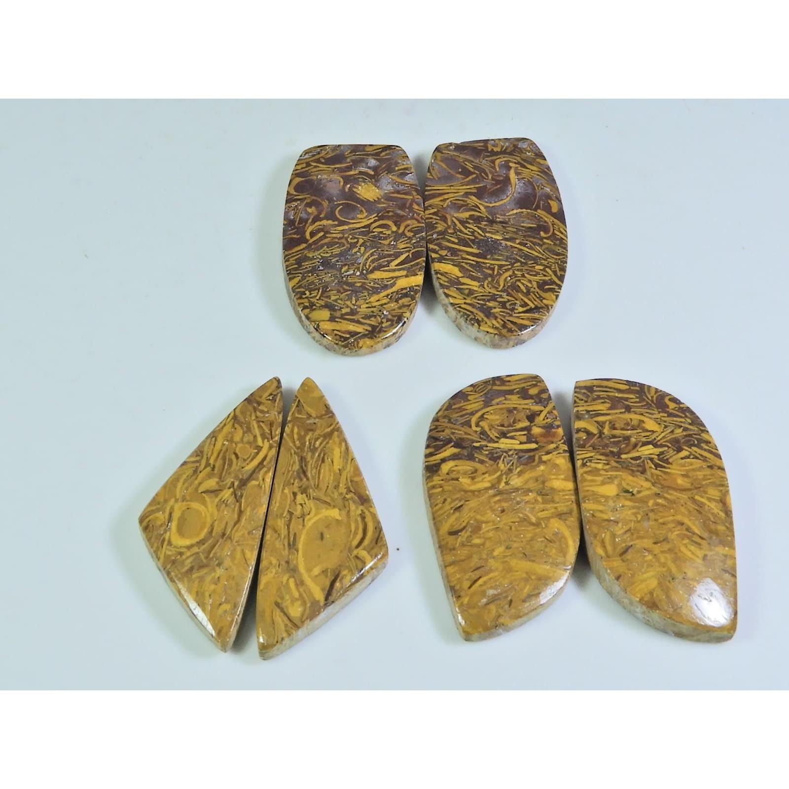 

31-35 мм Натуральная Мариам Яшма Смешанная Пара Свободный Драгоценный Камень Лот из 3 пар A-612