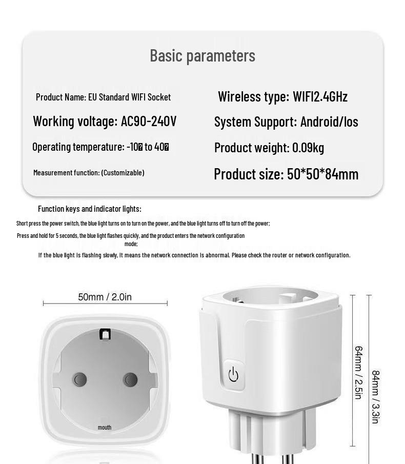 Smart EU Tuya Socket: 16A Wi-Fi Timer, Alexa Compatible with Remote Control & Energy Meter