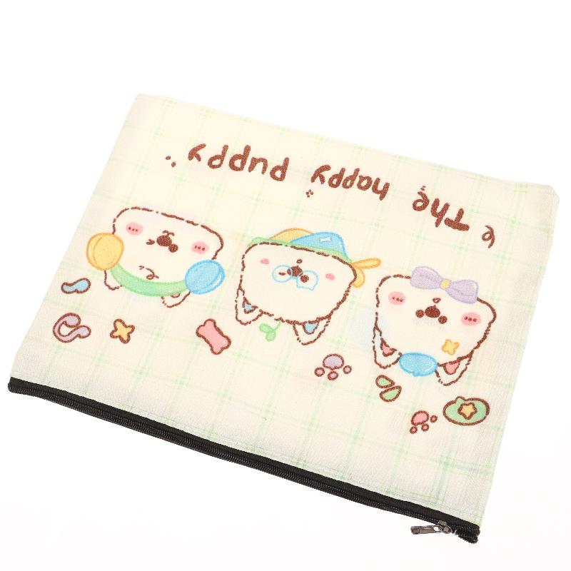 Happy Puppy Cosmetic Bag Lovely Cartoon Little Dog Makeup Storage Bag Travel Toiletry Bag Large Capacity Canvas Storage Pouch