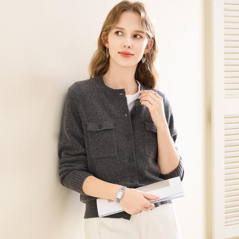 

Pure Cashmere French Chic Round Neck Cardigan Sweater M