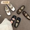Flat Bottom Square Head Mary Jane Shoes Women's Summer with Skirt French Small Leather Shoes 2025 New Shallow Mouth Fashion Single Shoes Women