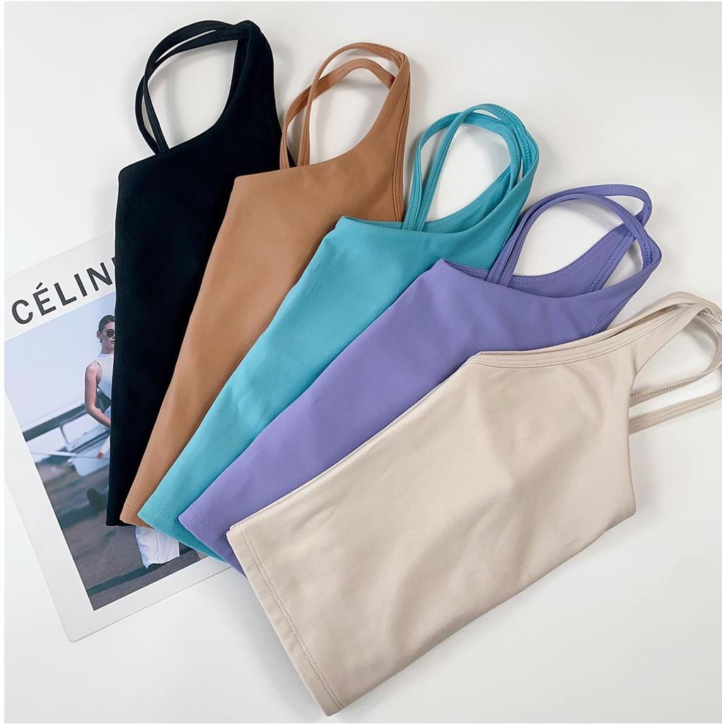 Women's 2025 Yoga Tank Top with Thin Straps, Beautiful Back, and Chest Pad - Perfect for Running and Fitness.