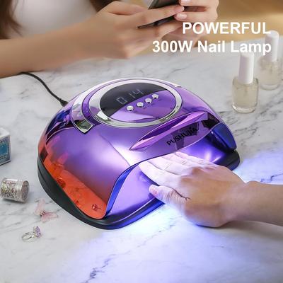 Lâmpada de Unha Profissional 300W - Secagem Rápida, Sensor Automático, 4 Temporizadores, 72 LEDs para Esmalte em Gel - Salão & Casa