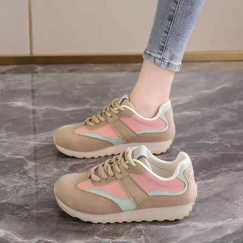 

Autumn and winter new color matching versatile non-slip casual sports shoes non-slip new women s height increase 35 розовый