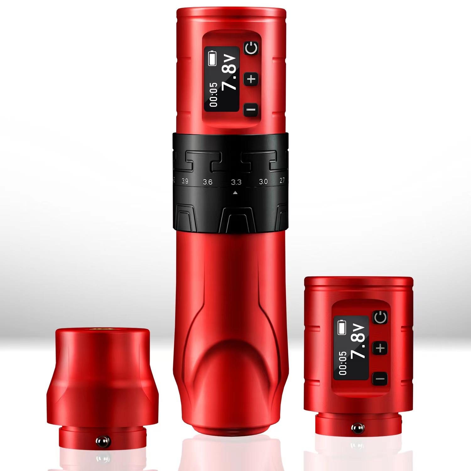 

Набір бездротової машинки для татуювання Набір картриджів з ручкою з адаптером RCA 2 шт. Батарея Регульований хід 2,0-4,2 мм 1500 мАг Двигун без сердечника для Liner Shader червоний