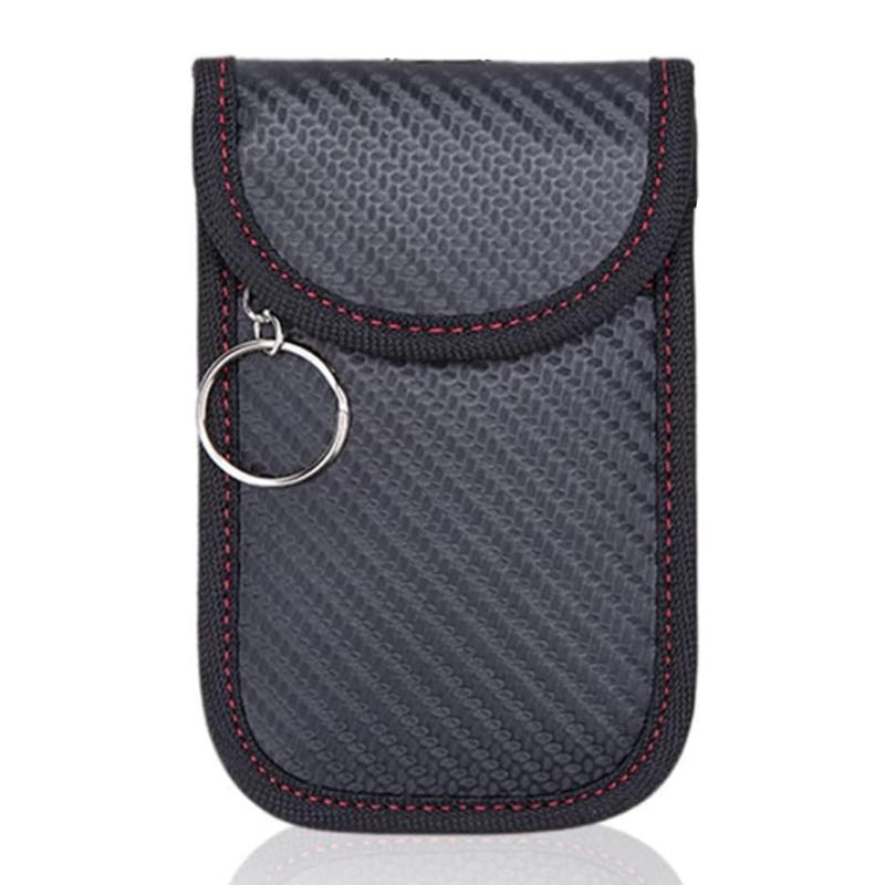 Key Fob RFID Blocking Bag Double Layer Carbon Fiber Anti-Scratch Car Key Cage Protector for Vehicle Drivers Travel Use