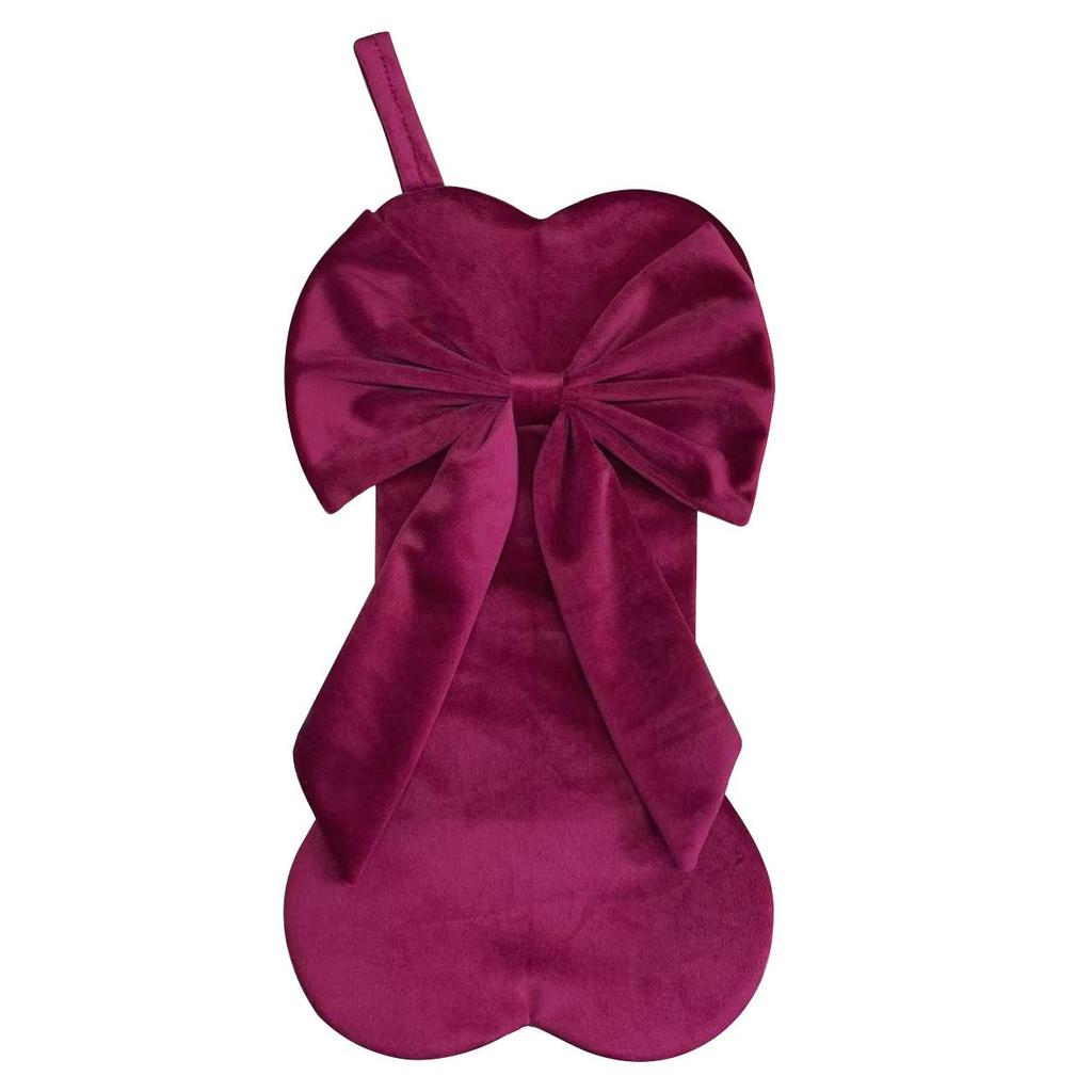 Velvet Bow Christmas Stocking Gift Bag - Festive Home Decor