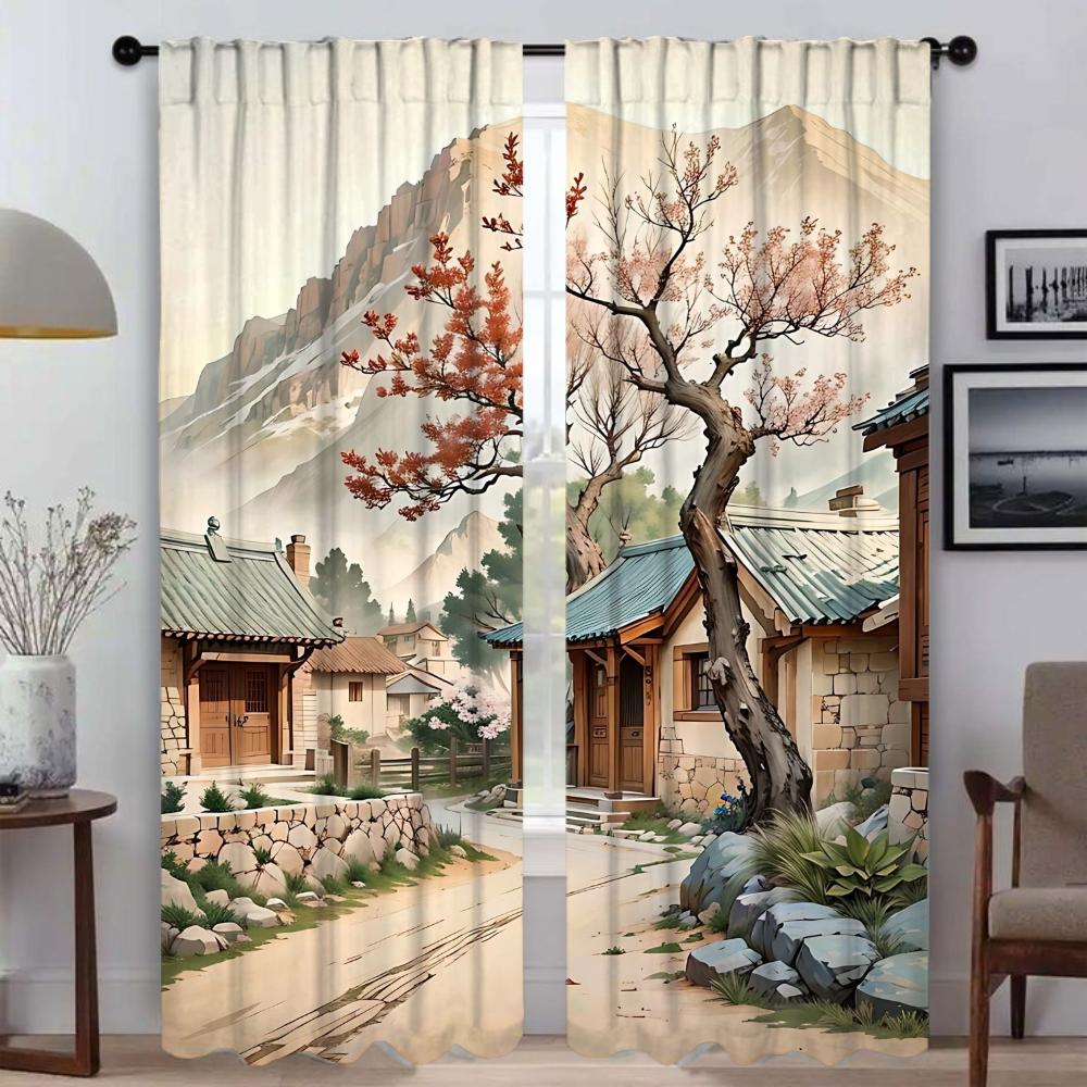 Elegant Room Curtains for Living Room The Autumn Days Halloween Decoration Window Curtain Home Interior Curtains 2 Pieces Shades