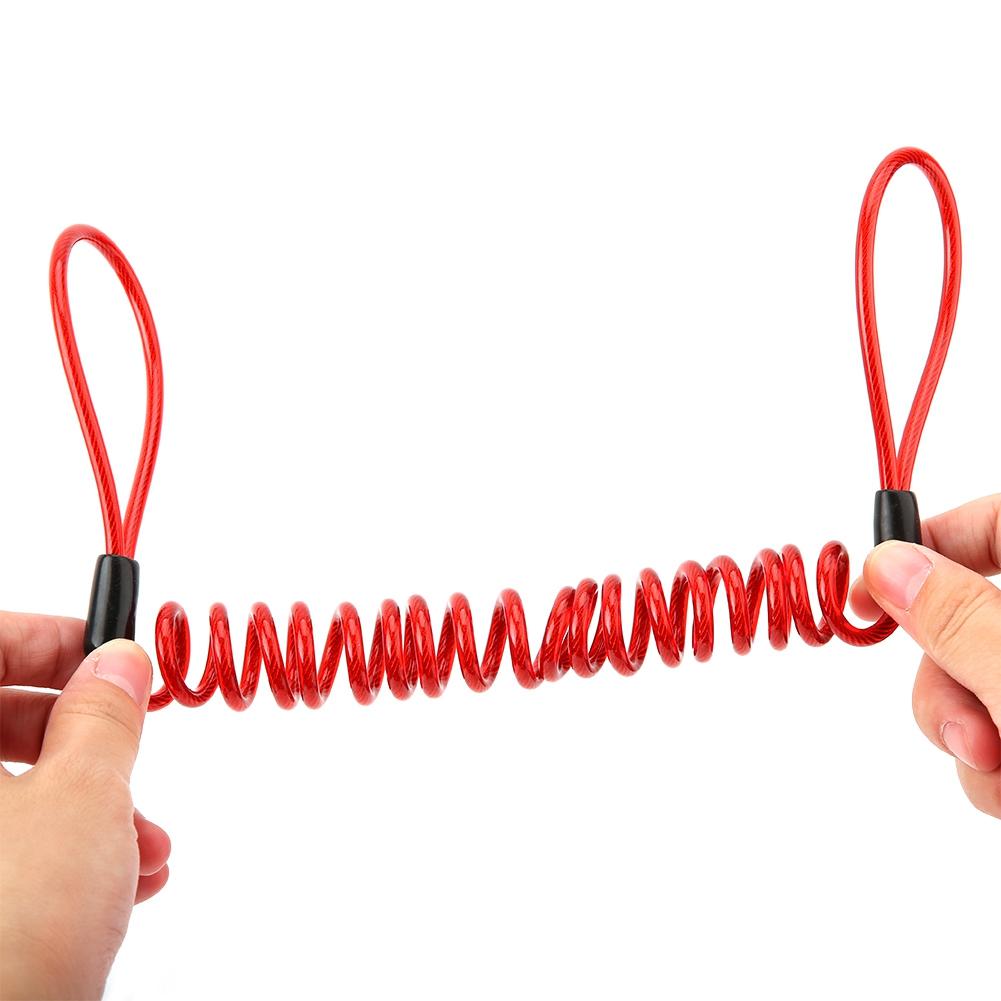 Tyverisikring Stålvaierlås Sikkerhet Fjær Påminnelsesvaierlås for Sykkel Motorsykkel(rød)