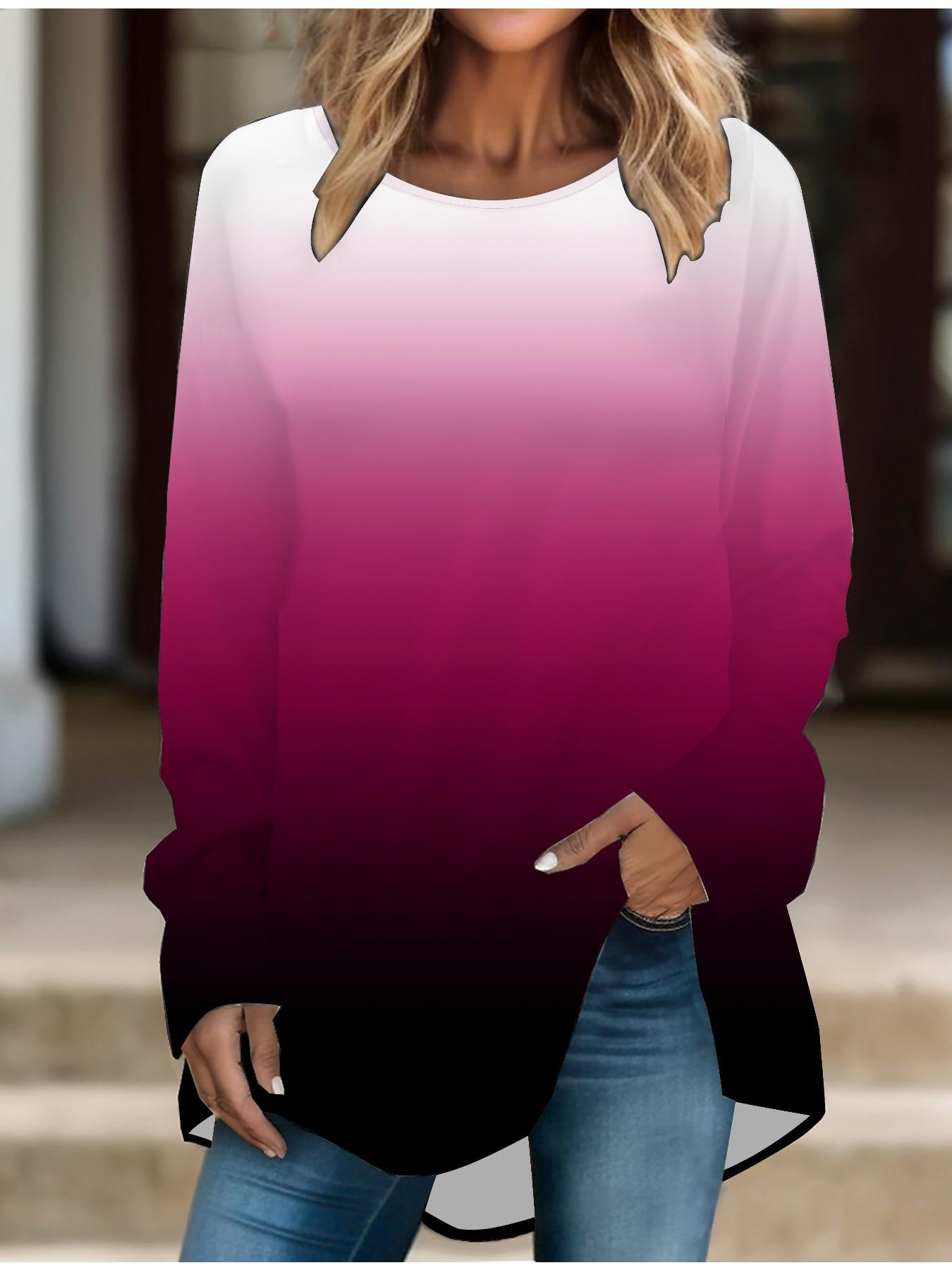 

Женская футболка больших размеров на весну с принтом бабочек, удобная, с длинным рукавом и круглым вырезом, повседневная, свободная, средней длины 8XL розовый