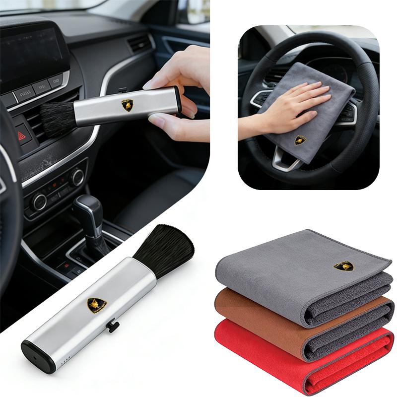 Sticker Microfiber Car Wash Towel & Retractable Cleaning Brush Car Washing Kit For Lamborghini Urus Huracan Aventador Premium PP47