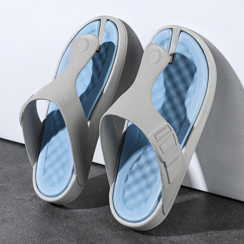 

Шлепанцы мужские, пляжная обувь с защемлением ног, нескользящие и износостойкие, приморские, прохладные тапочки, вьетнамские сандалии на мягкой подошве 45 серый