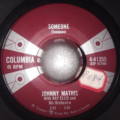 Disque 7 pouces JOHNNY MATHIS - Someone / Very Much In Love 441355 COLUMBIA 1959 Canada Pop Occasion