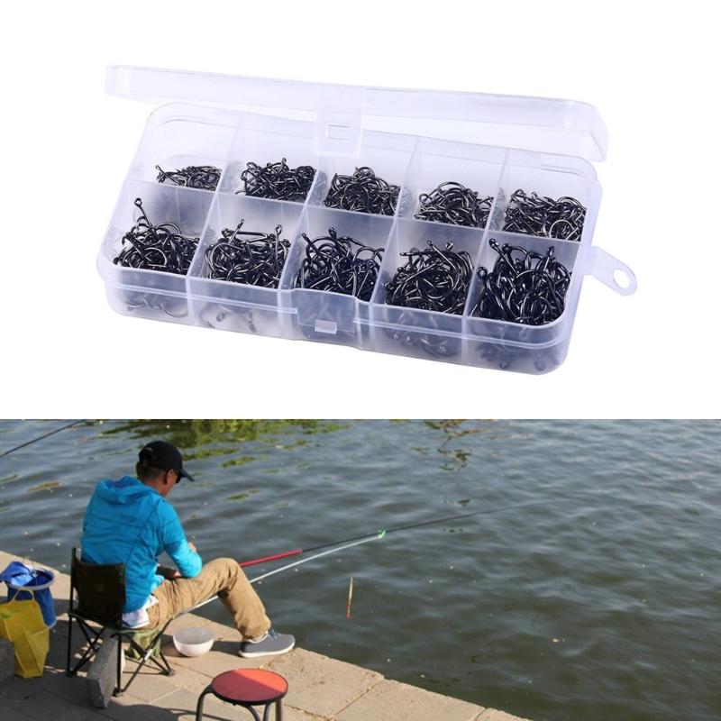 100/500 Pezzi Amo da Pesca con Ardiglione in Acciaio Sostituzione Amo da Pesca per Acqua Salata con Occhiello Antiruggine