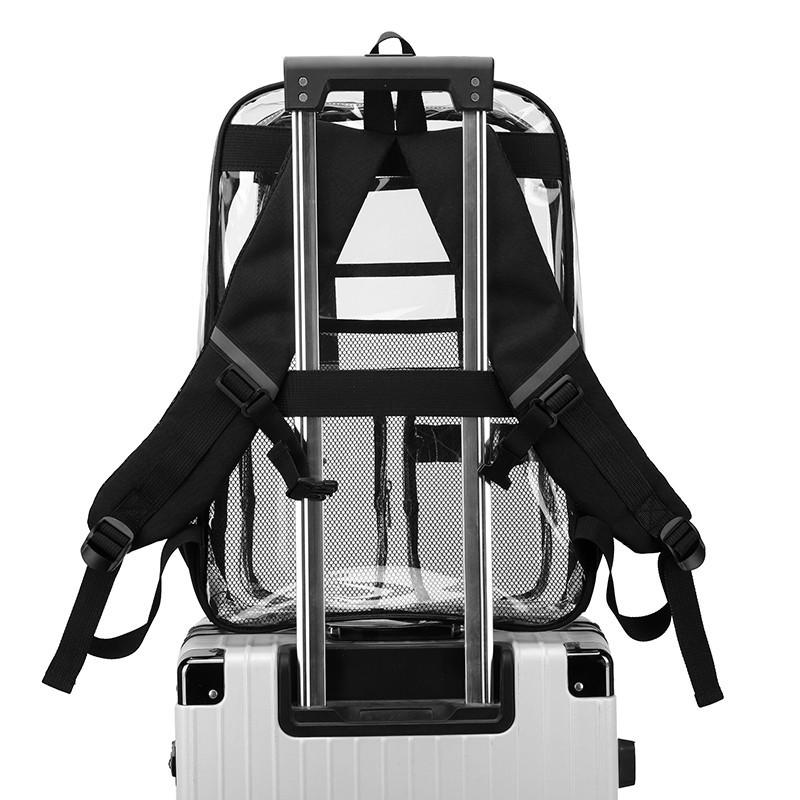 New Clear Double Shoulder Large Capacity Waterproof PVC Outdoor Backpack for Students