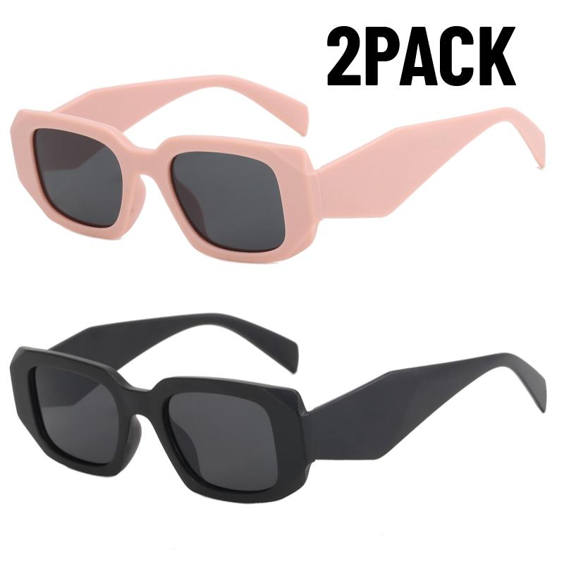 2PACK Fashion Vintage Sunglasses Women Luxury Brand Designer Candy Color Square Travel Outdoor Fishing Sun Glasses Casual