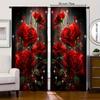 Romantyczne Zasłony z Nadrukiem Róż Pokrowiec na Karnisz Dekoracja Sypialni Salonu Dom Boże Narodzenie Wykonane z Poliestru Dekoracja Pomieszczenia