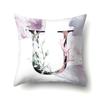 Polyester Pillowcase Home Watercolor Flower Print Pillowcase 26 English Letters Bedside Cushion Cover