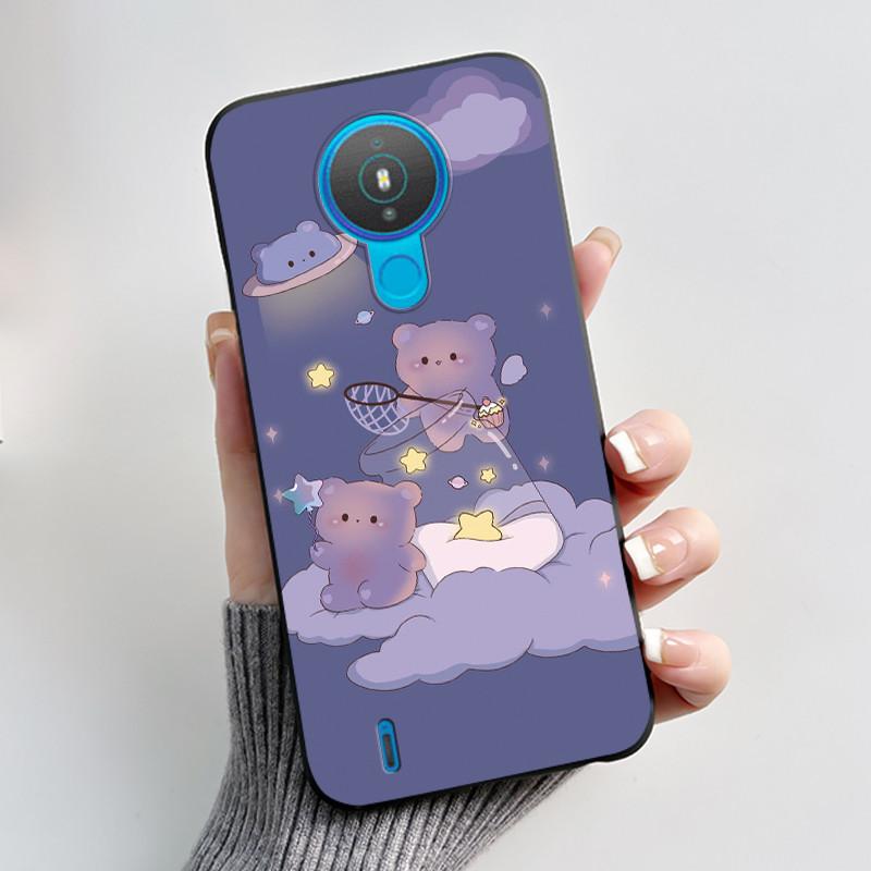 Cute Case For Nokia 1.4 / Nokia 1 / Nokia 1 Plus Capa Printing Shell Protective Cover Soft Silicone Cartoon Black Casing Fundas