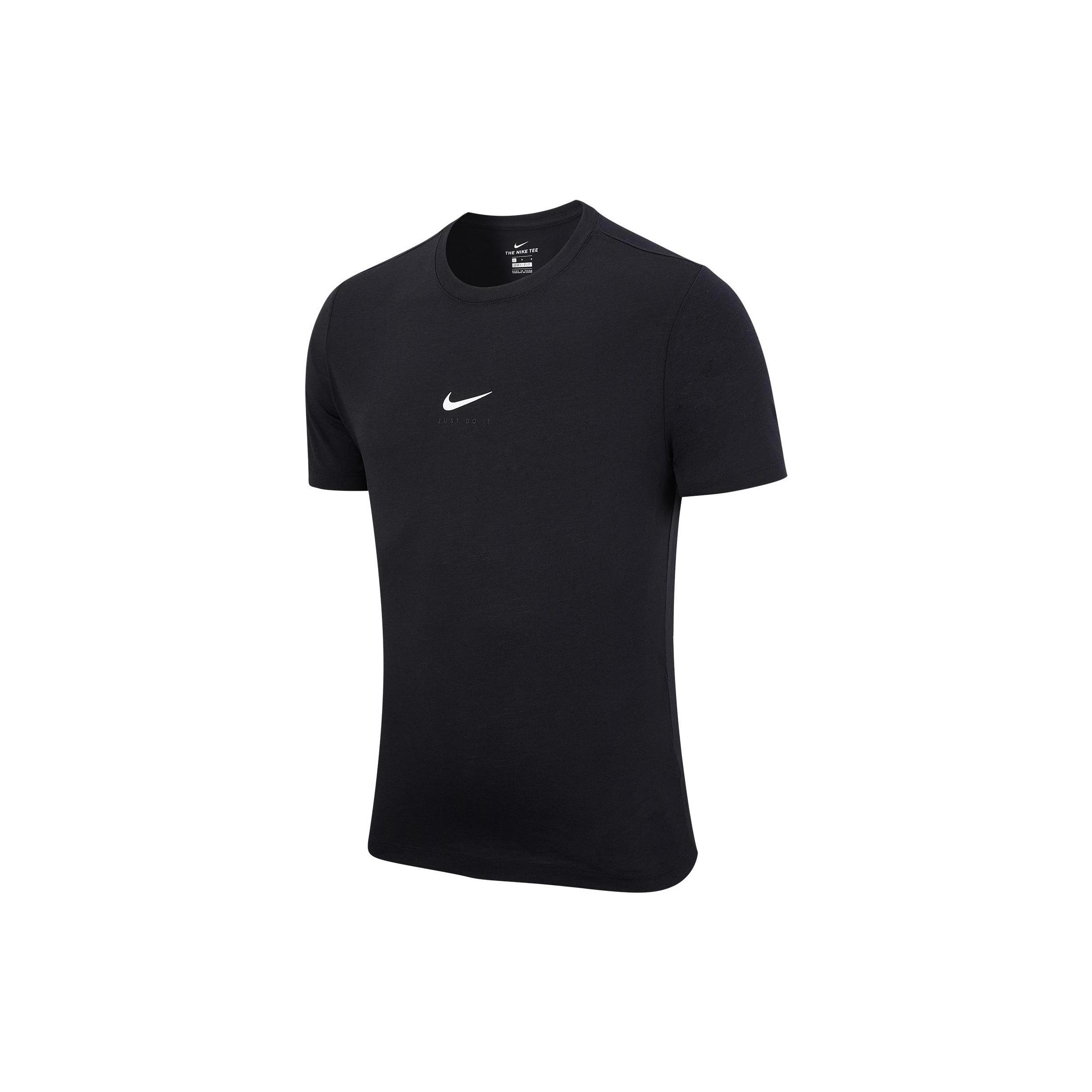 Men s Nike Solid Color Logo Round Neck Pullover Short Sleeve Black T-Shirt DD9211-010 L