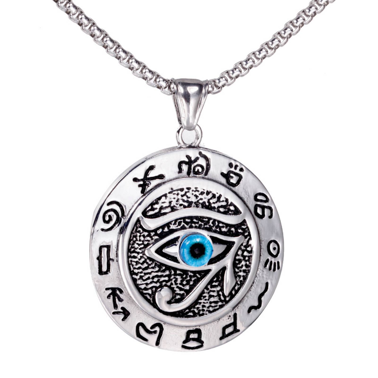 Stainless Steel Eye of Horus Ancient Egypt Pendant Necklace for Women Men Amulet Fashion Jewelry Gifts