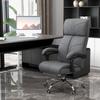 High Back Vibration Massage Office Chair, Heated Reclining PU Leather Computer Chair with Footrest, Grey