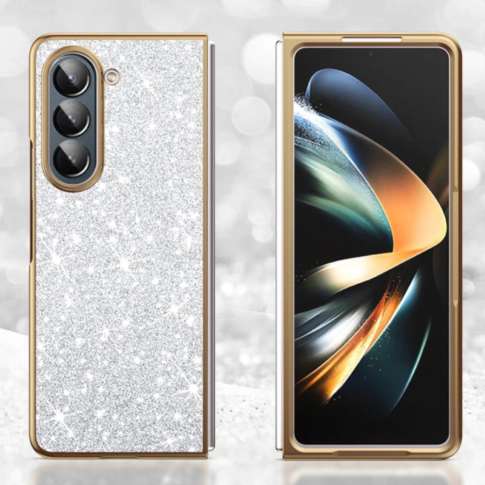 Plating Bling Glitter Phone Case For Samsung Galaxy Z Fold 7 6 5 4 Hard Plastic Shockproof Cover