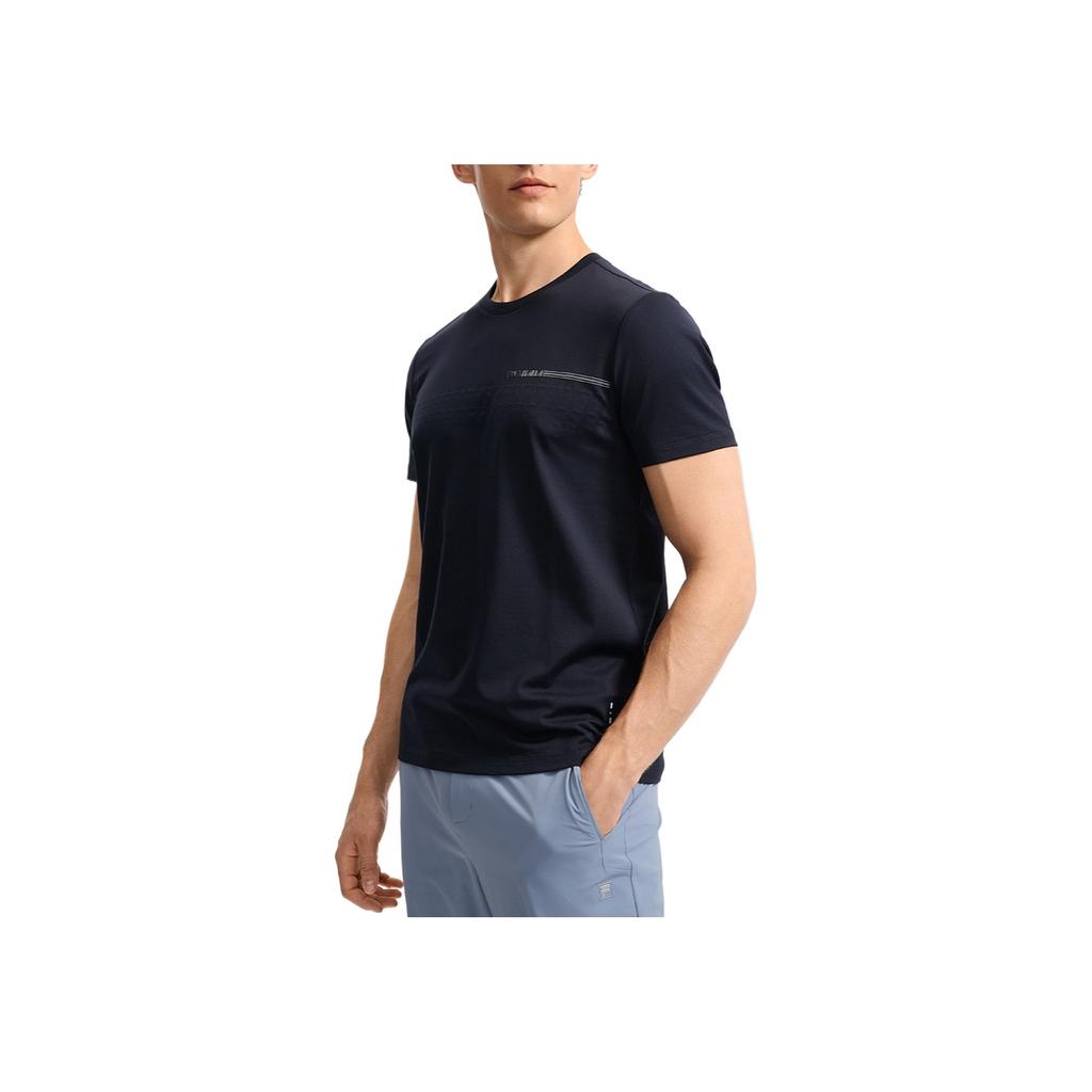 FILA White Series Round Neck Letter Comfortable Casual Short Sleeve T-Shirt Men Tops F11M533102F-NV