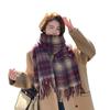 High-end Scarf Women's Winter Long Imitation Cashmere Retro Plaid Shawl Female Student Thickened Scarf To Keep Warm