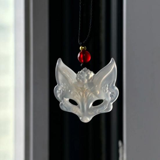 Fuchsmaske Wächter Halskette Traditionelle chinesische Ästhetik Anhänger Unisex Geflochtene Kordel Geschenk für Paare und Freunde