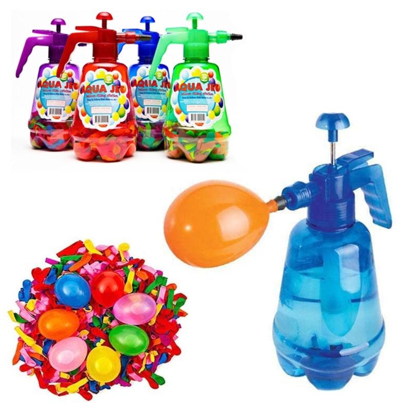 Kids Water Balloon Pressure Sprayer Set Includes 100Pcs Balloon For Outdoor Activities Practical Air Balloon Pump