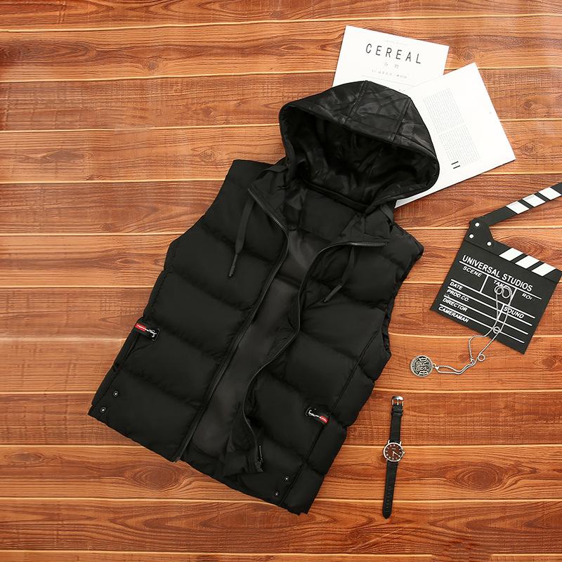 

Осенне-зимний хлопковый жилет, однотонный жилет с капюшоном, тонкий тренд, красивое повседневное универсальное пальто M