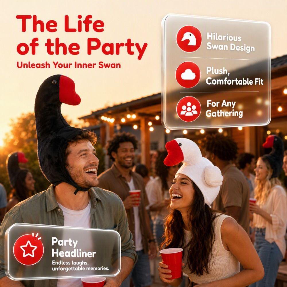 Outdoor Creative Big Goose Headgear White/Pink Soft Halloween Party Hat Unique Cartoon Goose Hat Halloween Apparels